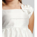 Μπάλα φόρεμα τετράγωνο λαιμό γόνατο taffeta bowknot λουλούδι κορίτσι φόρεμα